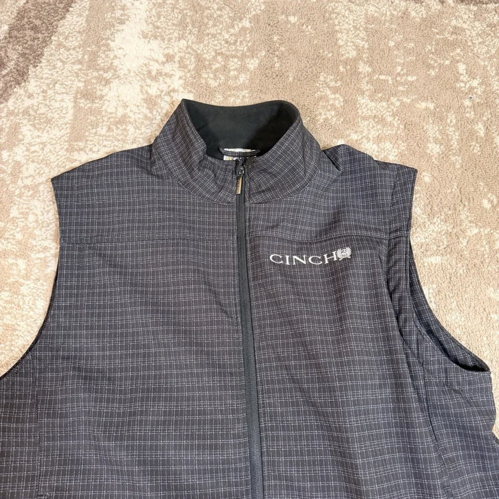 Cinch Bonded Softshell Vest Mens‎ Large Plaid Full Zip Cowboy Western Work